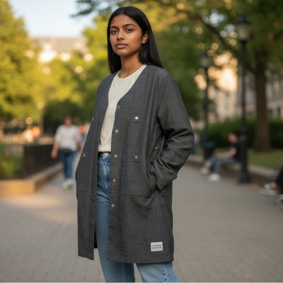 PROFOUND AESTHETIC Button-Down Coat Gray L - Picture 1 of 13